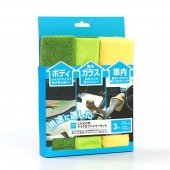  日本 AQ AUTOBACS QUALITY 汽車用車身 車外 車內 清潔布 璃窗布 纖維毛巾 纖維布 3條裝