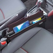 日本 BONFORM 汽車用碳纖紋椅邊雜物袋收納袋A4袋