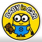 日本製 BONFORM 汽車用 MINIONS 黃色 BABY IN CAR 圓型 車貼紙 車上有嬰兒