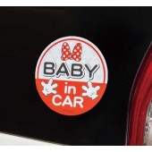 日本製 BONFORM 迪士尼 DISNEY 米妮 MINNIE 汽車用 BABY IN CAR 圓型 車貼紙 車上有嬰兒