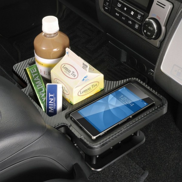 日本 CARMATE 豐田 TOYOTA HIACE 200系 汽車用GL箱專用手機座餐桌雜物架收納架茶几托盤碳纖紋