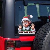 聖誕節 汽車用 精靈 LET ME OUT 車貼 貼紙 車身貼紙 玻璃貼紙 汽車聖誕裝飾