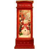 聖誕節 聖誕擺設 雪人 聖誕裝飾 迷你電話亭 發光 公仔 擺設