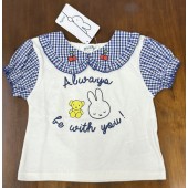 日本 小童服飾 女裝 女童 女孩 童裝 幼童 上身 泡泡袖 上裝 MIFFY 藍色格仔 櫻桃 80碼 9-18個月