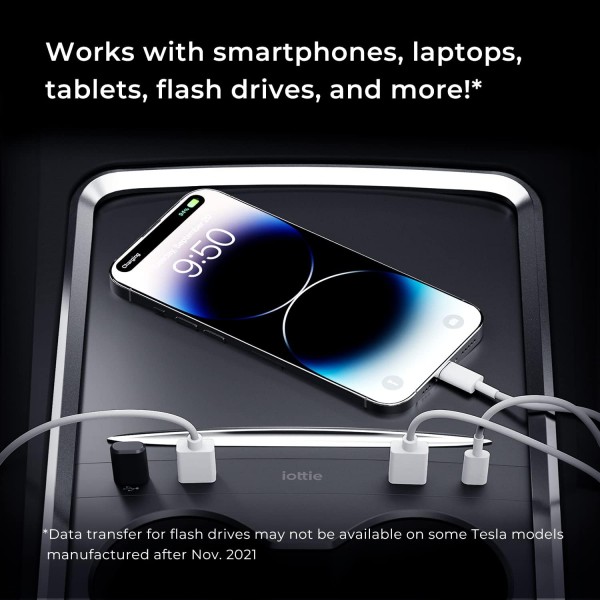 美國 iottie Terus USB Tesla Model 3 Y 專用USB充電器 一拖四