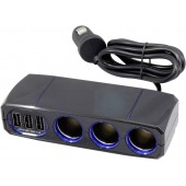 日本 KASHIMURA 汽車用一拖三點煙器一拖三USB充電器分插帶線7.2A