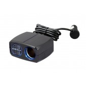 日本 KASHIMURA 12V 汽車用後座一拖一點煙器一拖2USB充電器分插帶線 4.8A (3米)
