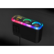 日本 KASHIMURA 汽車用幻彩7色RBG一拖二點煙器一拖二USB充電器分插帶線