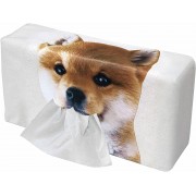 日本 MEIHO 汽車用啡白狗狗柴犬紙巾盒紙巾袋紙巾套