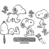 日本 MEIHO 汽車用SNOOPY 汽車用史露比4個組合車尾銀色裝飾貼 