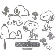 日本 MEIHO 汽車用SNOOPY 汽車用史露比4個組合車尾銀色裝飾貼 