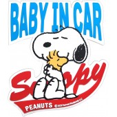 日本 MEIHO 汽車用 SNOOPY 史露比 史努比 BABY IN CAR 車上有嬰兒 像膠立體車章