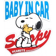 日本 MEIHO 汽車用 SNOOPY 史露比 史努比 BABY IN CAR 車上有嬰兒 像膠立體車章
