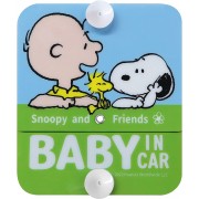 日本 MEIHO 汽車用SNOOPY BABY IN CAR CHILD IN CAR 車上有嬰兒 警示 吸塑吸盤