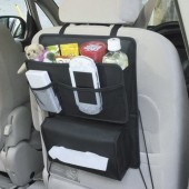日本 NAPOLEX 汽車用黑色椅背多功能雜物袋紙盒