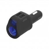 日本 PELLUCID 12V 汽車用 24V 貨車用 一拖二USB 4.8A 點煙器 手機充電器 電壓顯示