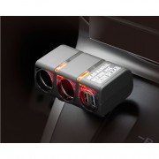 日本 SEIKO 汽車用 12V 軍綠色一拖二點煙器分插+2 x USB ( 2.4A )