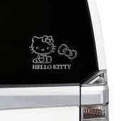 日本 SEIWA 汽車用HELLO KITTY 銀色裝飾貼