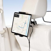 日本 SEIWA 汽車用座椅背頭枕手機架IPAD架平板電腦支架SWITCH架自動夾自動開合 TYPE-C 充電線