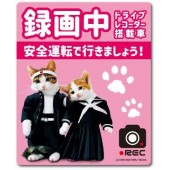 日本製 全日本暴猫連合 暴走貓 汽車用防水玻璃貼車CAM 搭載中 錄影中 己安裝行車記錄儀枌紅色方貼