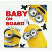 日本 MINIONS STUART BOB KEVIN 小黃人 汽車用 BABY ON BOARD 車上有嬰兒 警示貼紙 玻璃貼