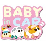 日本製 PUI PUI 天竺鼠車車 馬鈴薯 西羅摩 阿比 泰迪 巧克力 BABY IN CAR 車上有嬰兒 汽車貼紙 粉色大字