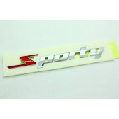 汽車原廠車章 SPORTY 運動型賽車跑車 電鍍銀章+紅字 --- 韓國製