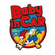 日本製 啄木鳥伍迪 Woody Woodpecker BABY IN CAR 車上有嬰兒 汽車貼紙 車身貼紙 玻璃貼紙