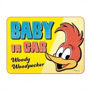 日本製 啄木鳥伍迪 WOODY WOODPECKER BABY IN CAR 車上有嬰兒 汽車貼紙 車身貼紙 玻璃貼紙 方型款